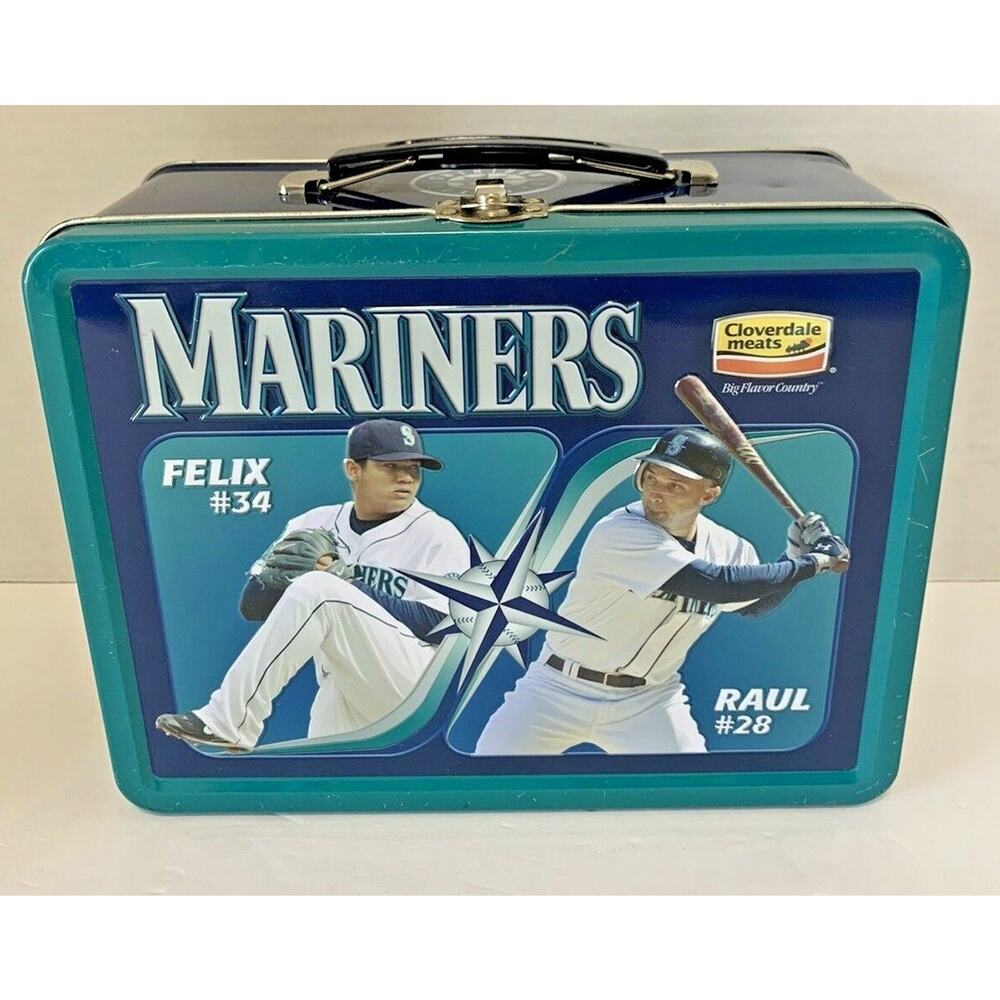 Seattle Mariners MLB 8" Tin Souvenir Lunchbox Moose - J J-Felix-Raul‎ -Kenji
